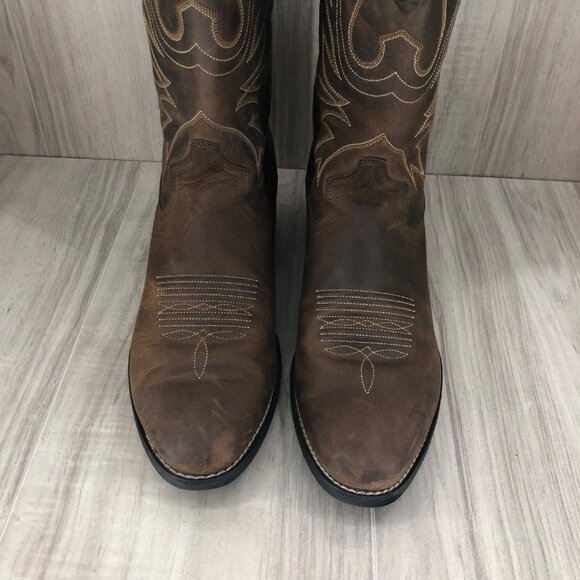 Ariat Boots Womens 9.5B Heritage Brown Leather Pull On Cowboy Western - Picture 7 of 10